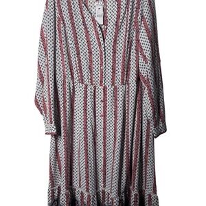 Lane Bryant Pink and White Patterned Blouse